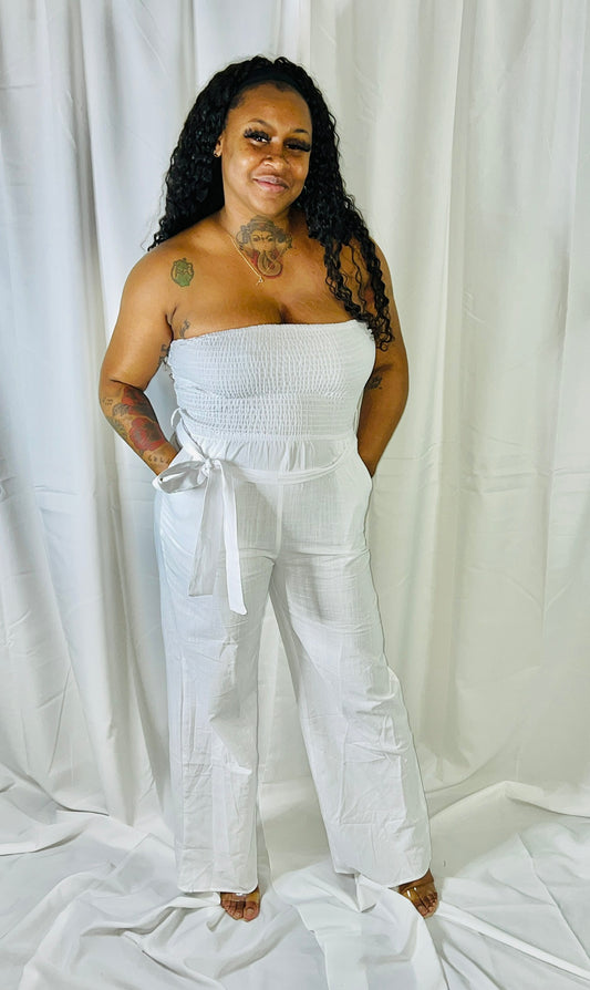 Ready For The Party White Halter Jumpsuit
