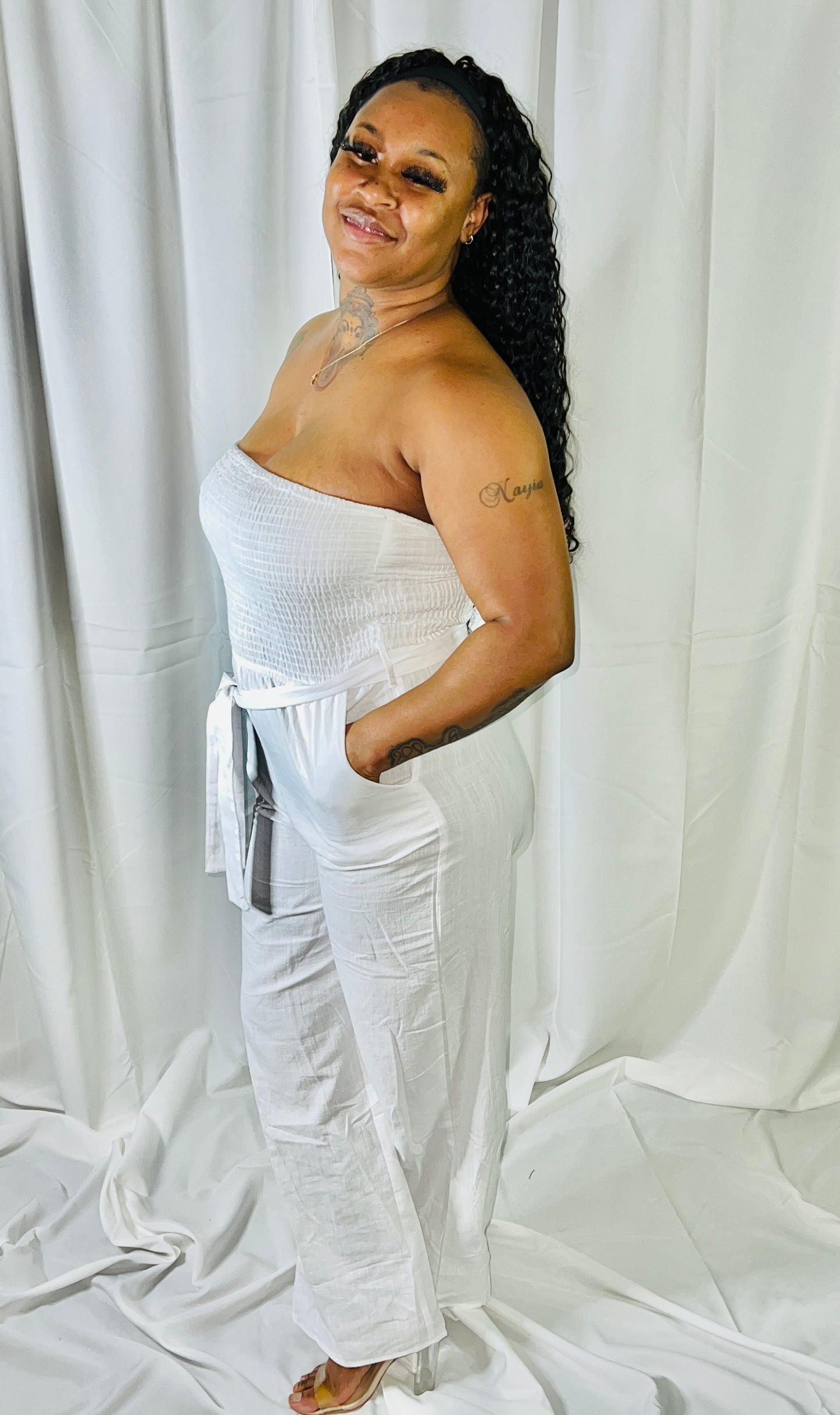 Ready For The Party White Halter Jumpsuit