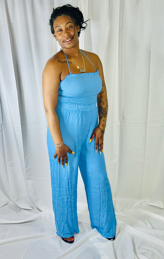 Blue Strapped Jumpsuit