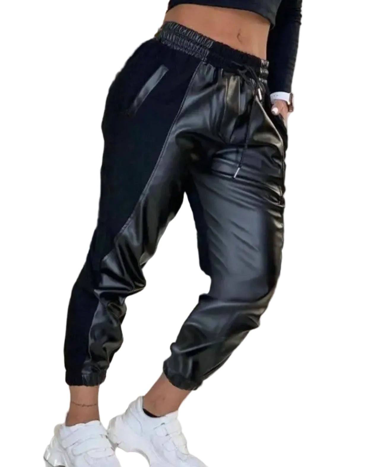 Dynamic Duo Faux Leather Joggers