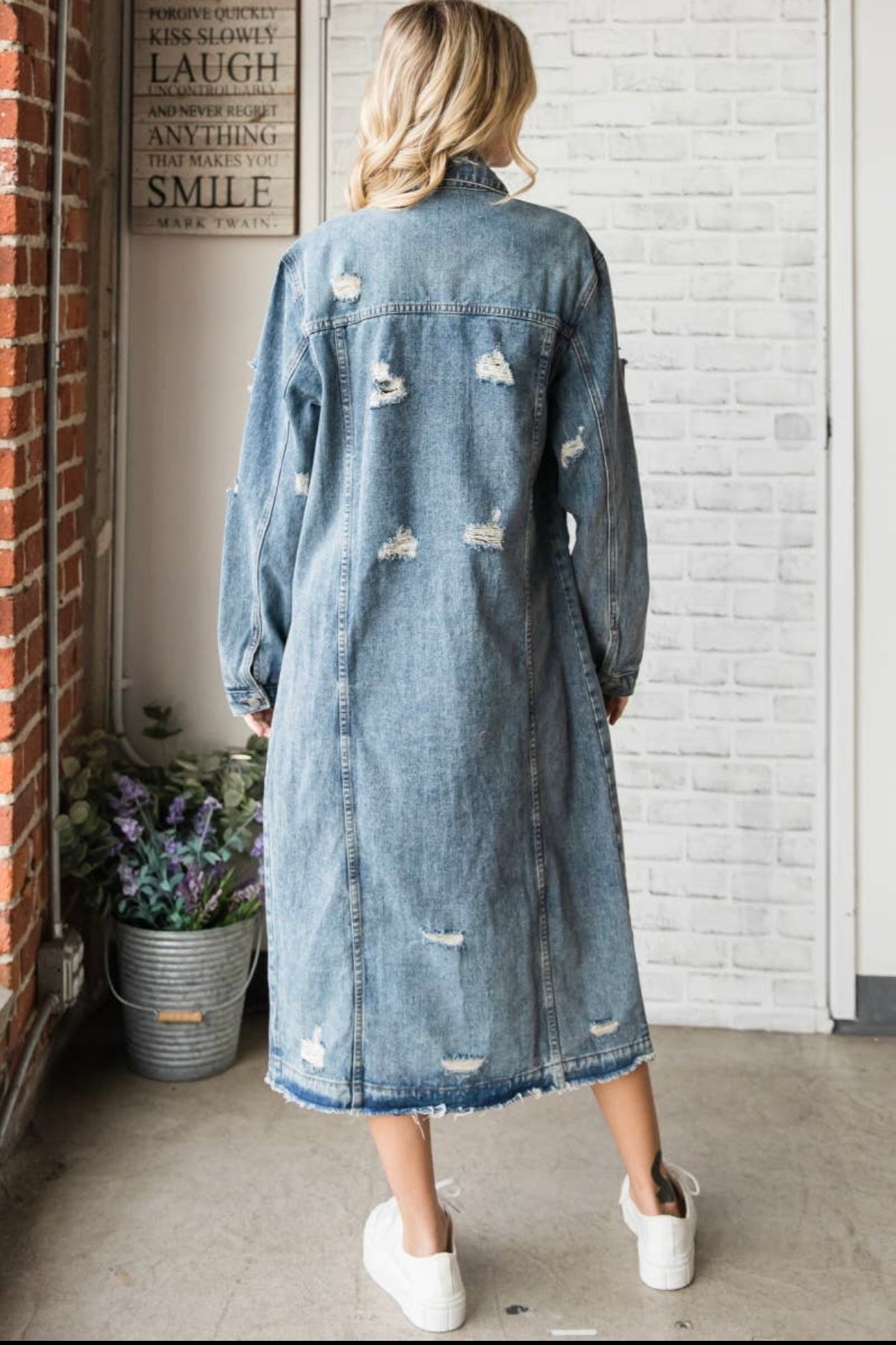 The Its A Vibe Long Denim Jacket